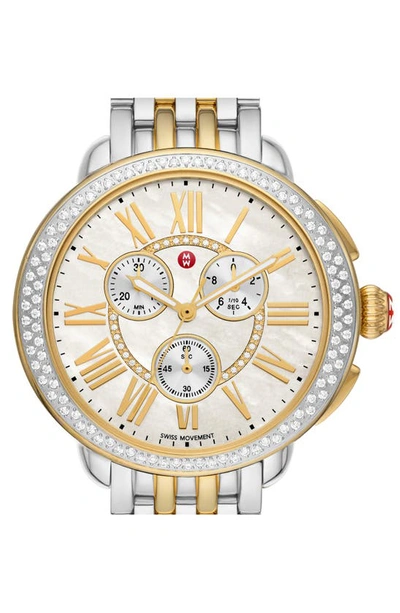 Shop Michele Serein Diamond Bracelet Chronograph Watch, 40mm X 38mm In Two-tone