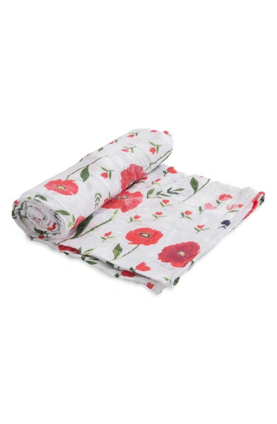 Shop Little Unicorn Cotton Muslin Swaddle Blanket In Summer Poppy