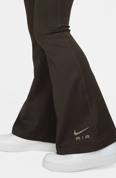 Shop Nike Kids' Air Essential High Waist Flare Leggings In Baroque Brown/ Hemp