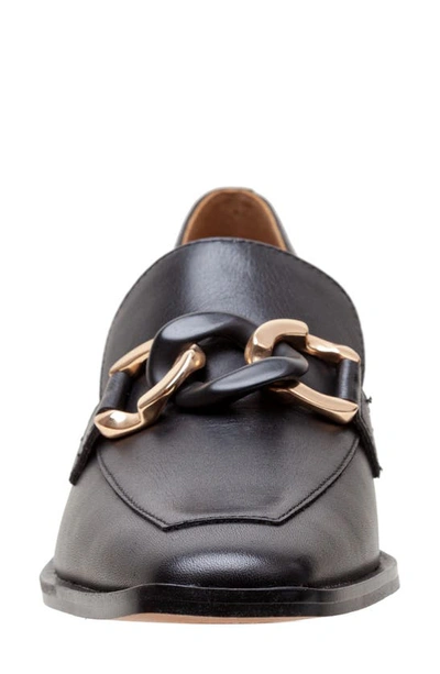 Linea Paolo Chrystie Chain Block Heel Loafer In Black