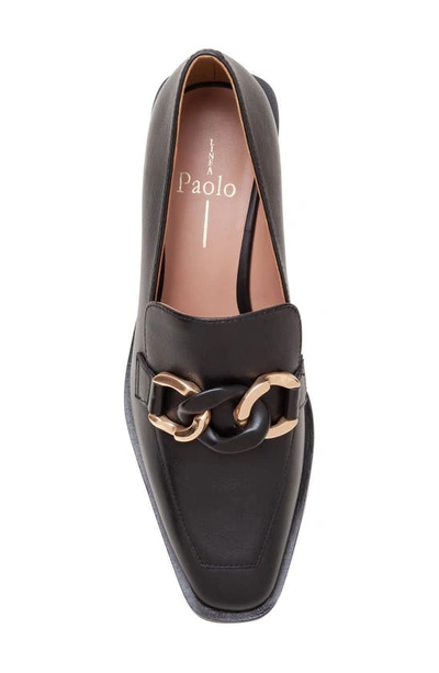 Linea Paolo Chrystie Chain Block Heel Loafer In Black