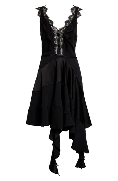 Shop Victoria Beckham Lace Detail Ruffle Minidress In Black