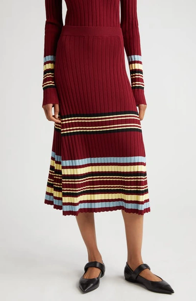 Shop Wales Bonner Wander Knit Skirt In Red Yellow And Blue