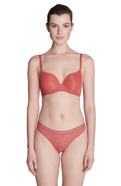 Shop Simone Perele Comete Lace Tanga In Texas Pink