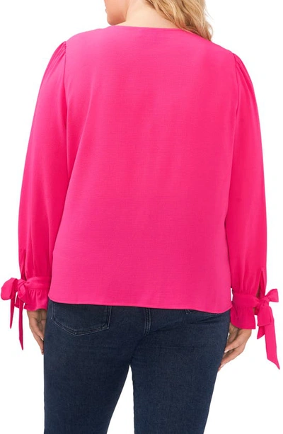 Cece Tie Sleeve Blouse In Bright Rose