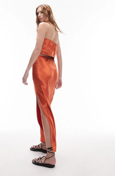 Shop Topshop Bias Cut Satin Maxi Skirt In Orange