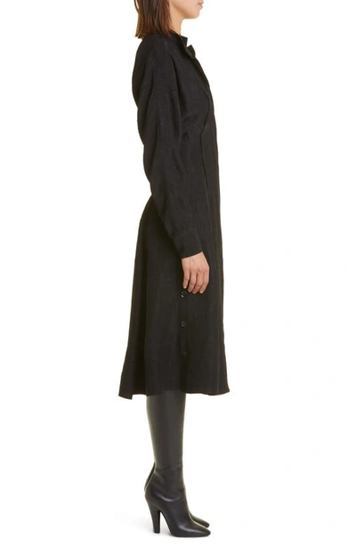 Shop Proenza Schouler Long Sleeve Crushed Matte Satin Shirtdress In Black