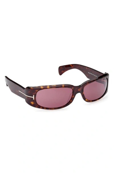 Shop Tom Ford Corey 59mm Square Sunglasses In Dark Havana / Bordeaux Silver