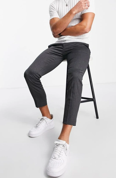 Shop Topman Skinny Smart Trousers In Charcoal
