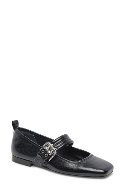 Shop Dolce Vita Arora Square Toe Mary Jane Flat In Midnight Crinkle Patent