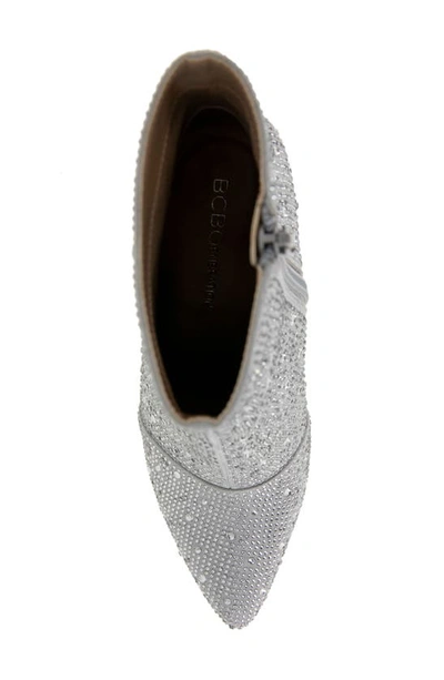 Shop Bcbgeneration Briel Embellished Pointed Toe Bootie In Silver