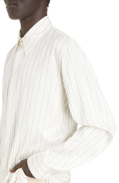 Shop Dries Van Noten Carvie Stripe Silk & Cotton Button-up Shirt In Ecru 605