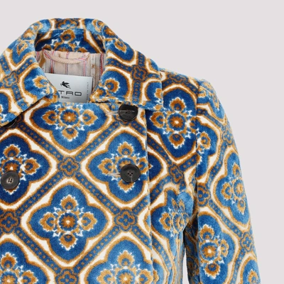 Shop Etro Jacquard Coat In Multicolour