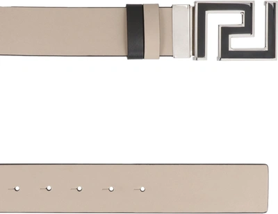 Shop Versace Reversible Leather Belt In Sand