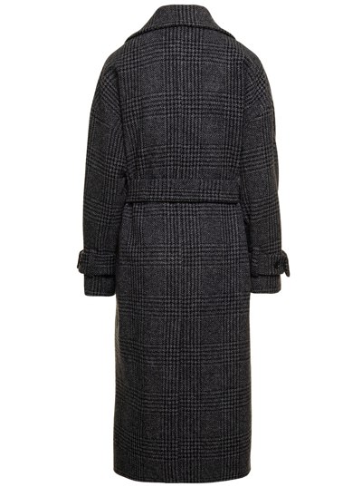 P.a.r.o.s.h Check Pattern Long Coat In Grey