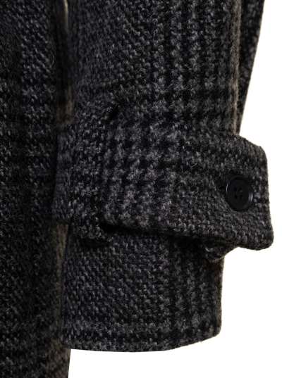 P.a.r.o.s.h Check Pattern Long Coat In Grey