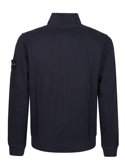 Shop Stone Island Zip-up Sweatshirt In Navy Blue