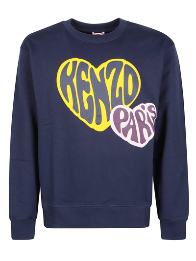 Shop Kenzo Hearts Classic Sweatshirt In Bleu Nuit