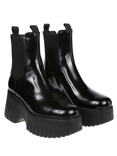 Shop Hogan H-stripes Wedge Chelsea Ankle Boots In Nero