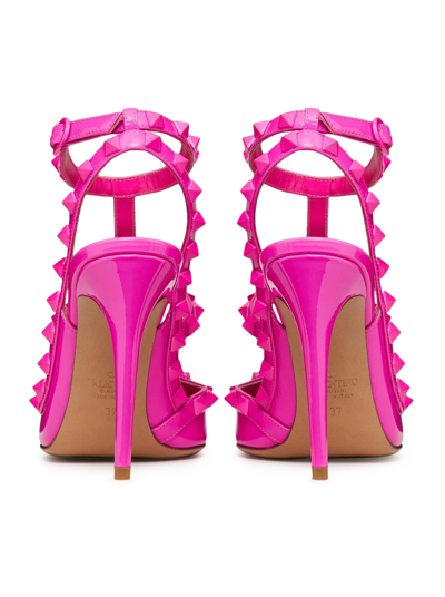Shop Valentino Ankle Strap Rockstud T. 100 Vernice/tone On Tone Lacquered Studs In Uwt Pink Pp