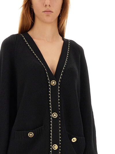 Shop Versace V-neck Cardigan In Nero