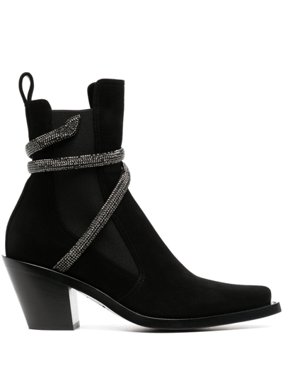 Shop René Caovilla Rene 95 Suede Western Boots - Women's - Calf Leather/calf Suede In Black