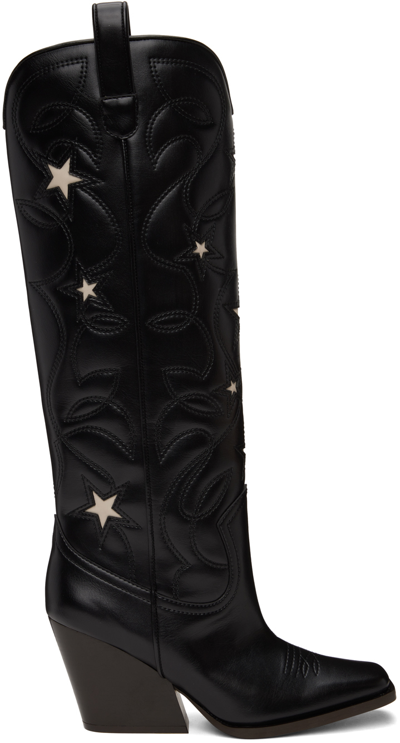 Shop Stella Mccartney Black Star Cowboy Boots In 1041 Black/stone