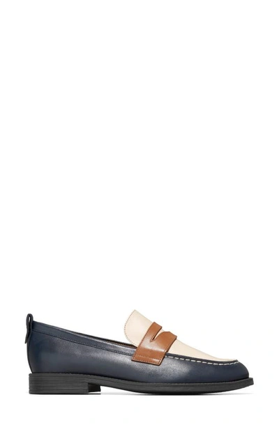 Shop Cole Haan Stassi Leather Penny Loafer In Navy/ Ivy/ P