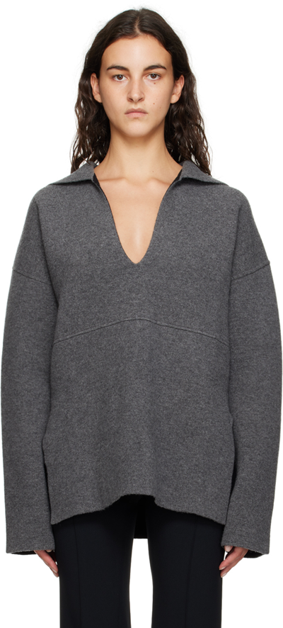 Shop Jil Sander Gray & Black Reversible Sweater In 064 Open Grey