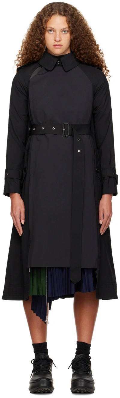 Shop Sacai Black Paneled Trench Coat In 001 Black