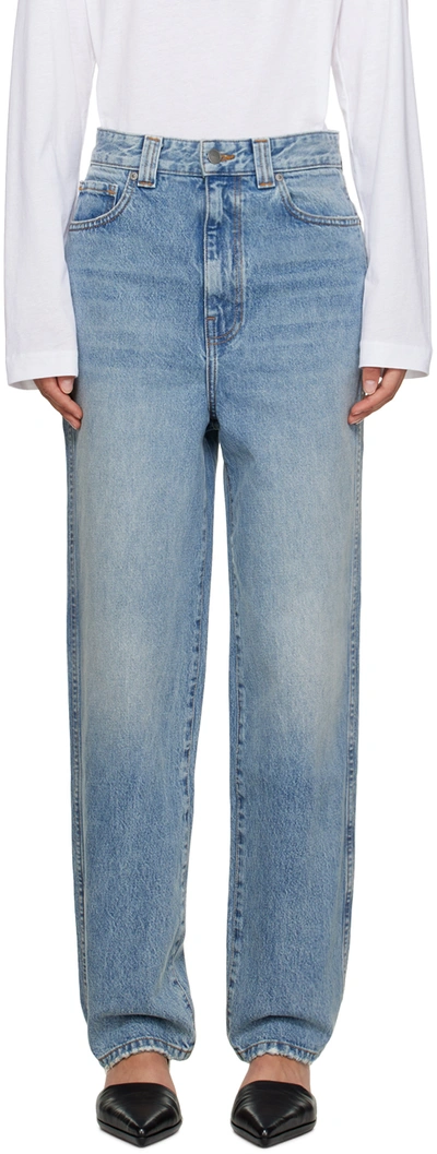 Shop Khaite Blue 'the Martin' Jeans In 043 Distressed Bryce