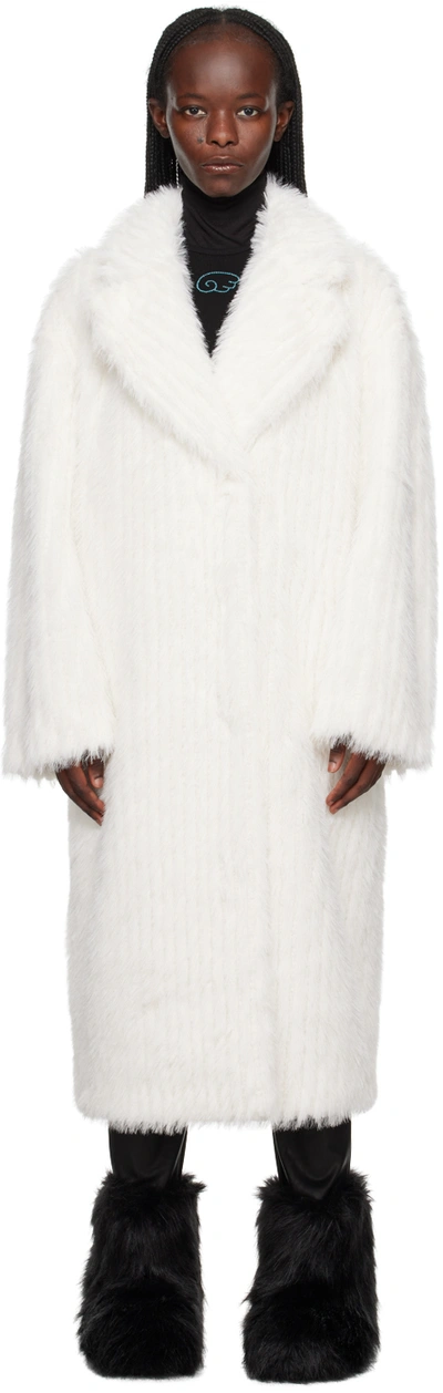 Shop Stand Studio Off-white Genevieve Faux-fur Coat In 96000 Off White