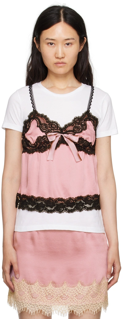 Shop Anna Sui White & Pink Deco T-shirt In Rose