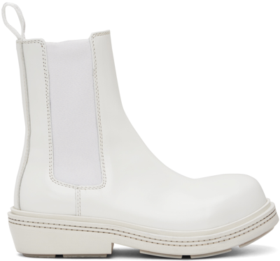 Shop Bottega Veneta White Fireman Chelsea Boots In 9122 Optic White