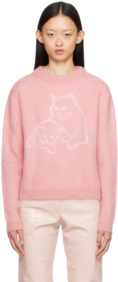 Shop Msgm Pink Jacquard Sweater In 12 Pink