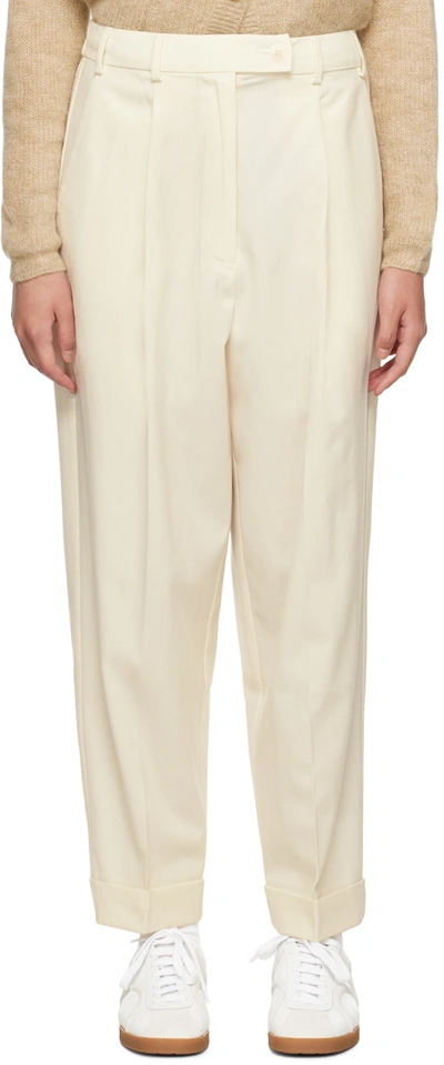 Shop Cordera Off-white Tailoring Trousers In Ivory