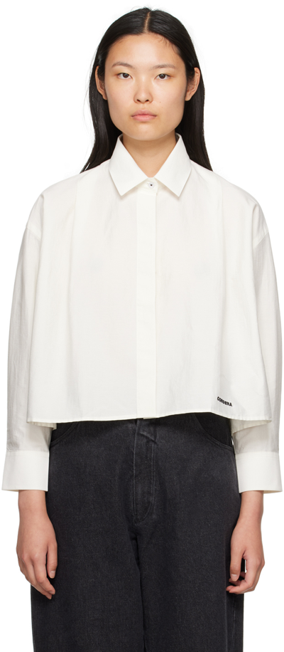 Shop Cordera White Front Pleats Shirt