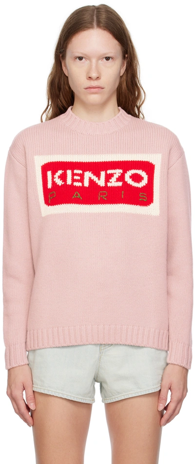 Shop Kenzo Pink  Paris Intarsia Sweater In Faded Pink