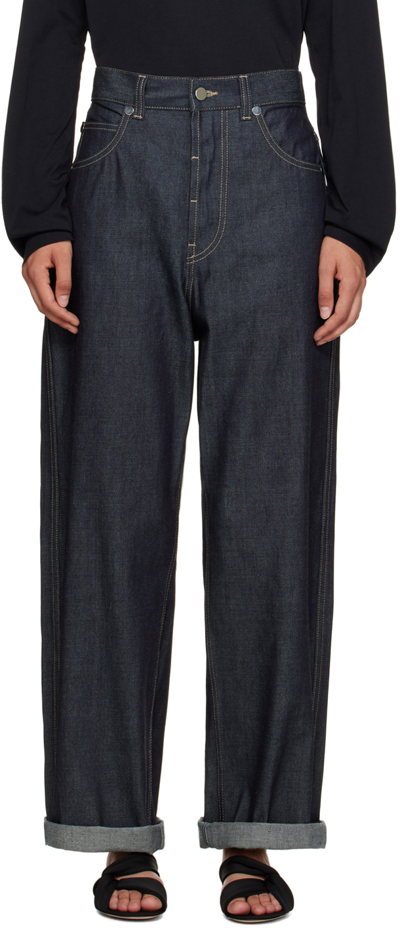 Shop Sofie D'hoore Navy Wide-leg Denim Jeans In Midnight