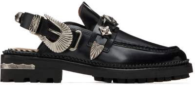 Shop Toga Black Metal Loafers In Aj1070 - Black
