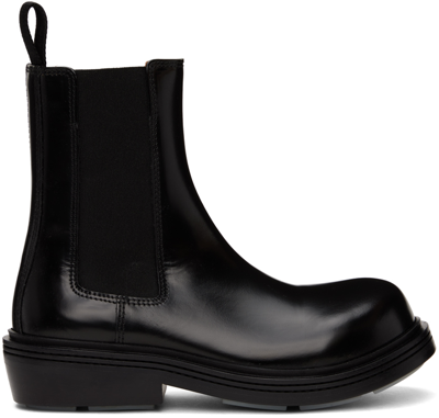 Shop Bottega Veneta Black Fireman Chelsea Boots In 1000-black