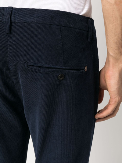 Shop Dondup Low-rise Corduroy Tapered Trousers In Blue