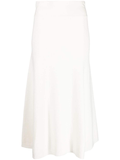 Shop P.a.r.o.s.h Flared Jersey Midi Skirt In White