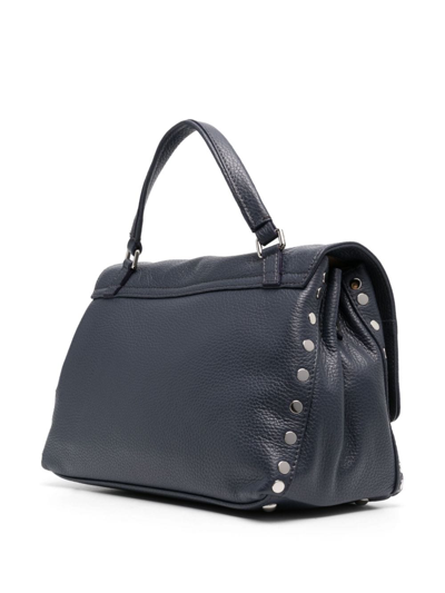 Shop Zanellato Medium Postina Pebbled-leather Tote Bag In Blue