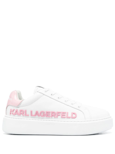 Shop Karl Lagerfeld Injekt Calf-leather Sneakers In White