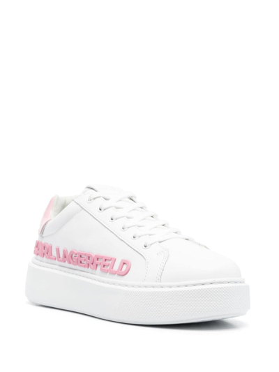 Shop Karl Lagerfeld Injekt Calf-leather Sneakers In White