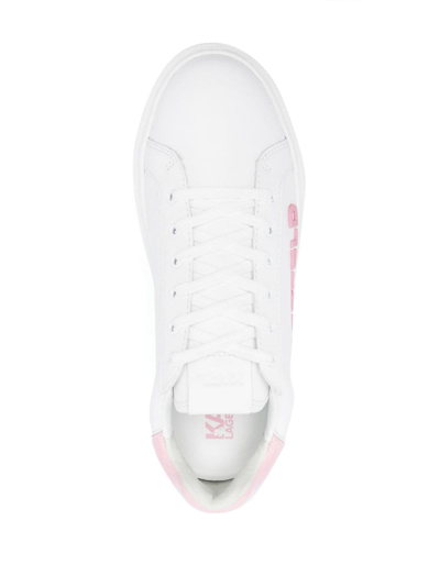 Shop Karl Lagerfeld Injekt Calf-leather Sneakers In White