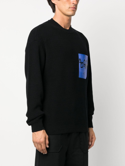 Shop A-cold-wall* Logo-patch Knitted Jumper In Black