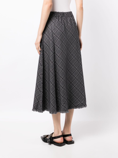 Shop B+ab Check-print High-waisted Skirt In Grey