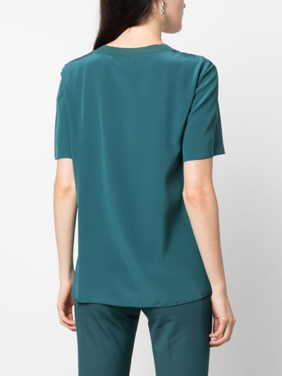 Shop Joseph Silk-satin Crew-neck T-shirt In Green